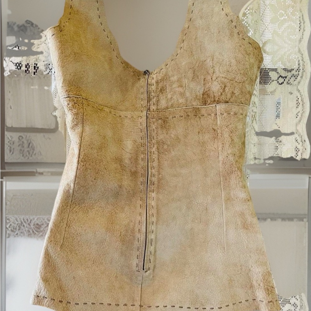 Dolce & Gabbana Tan Suede Leather Corset Top - Picture 2 of 13